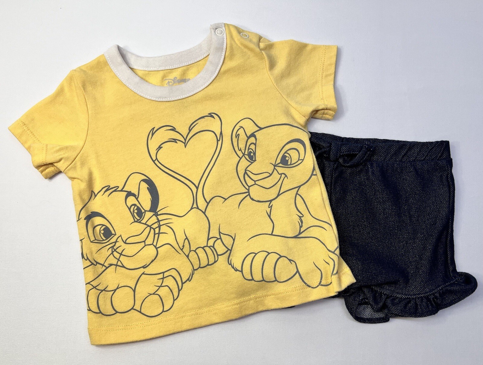 Disney Baby The Lion King Simba & Nala 3/6M Short Sleeve Graphic Tee & Shorts