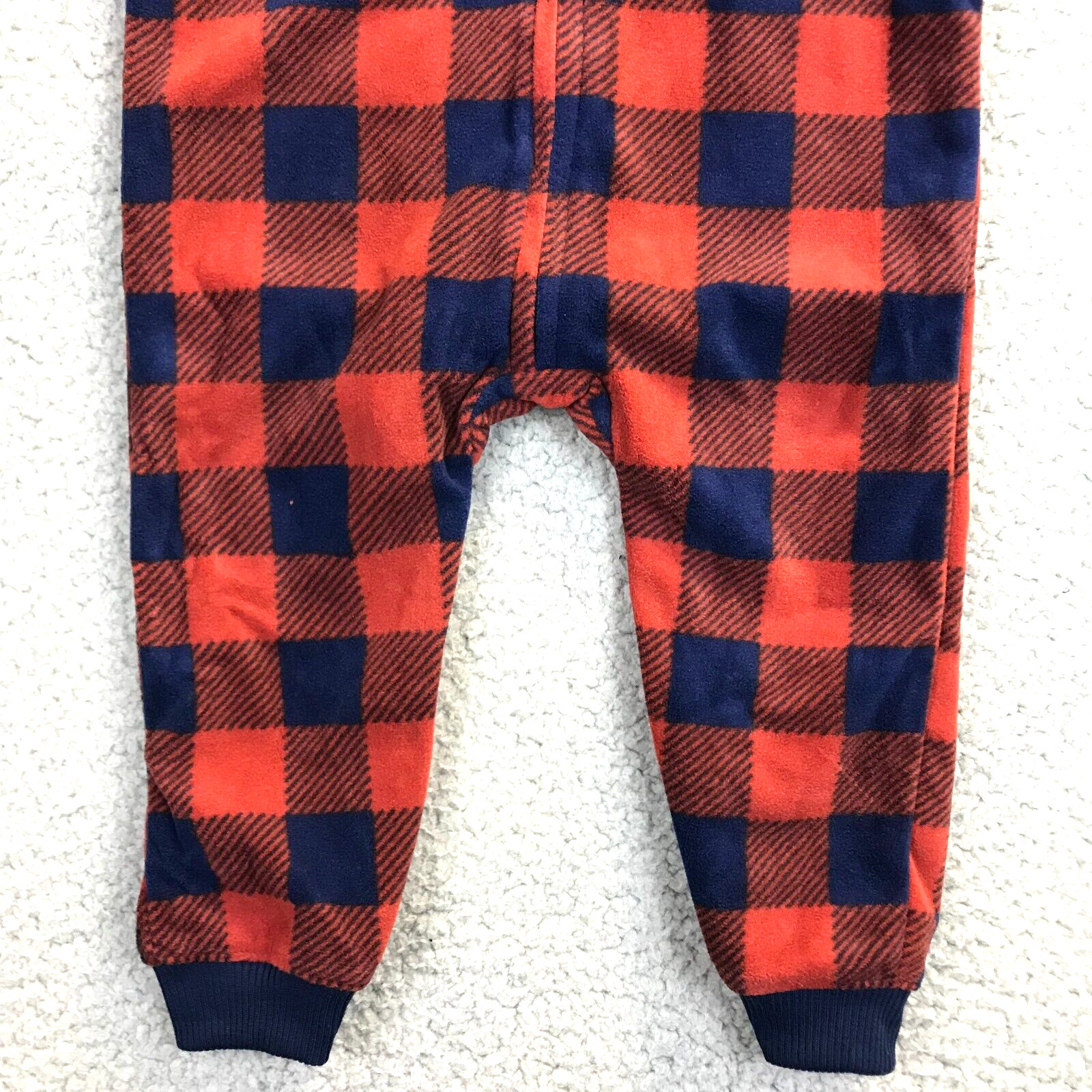 Carter’s Baby Boy Hooded 18 Mos Jumpsuit Outfit Rust Navy Plaid Soft Fleece NWT