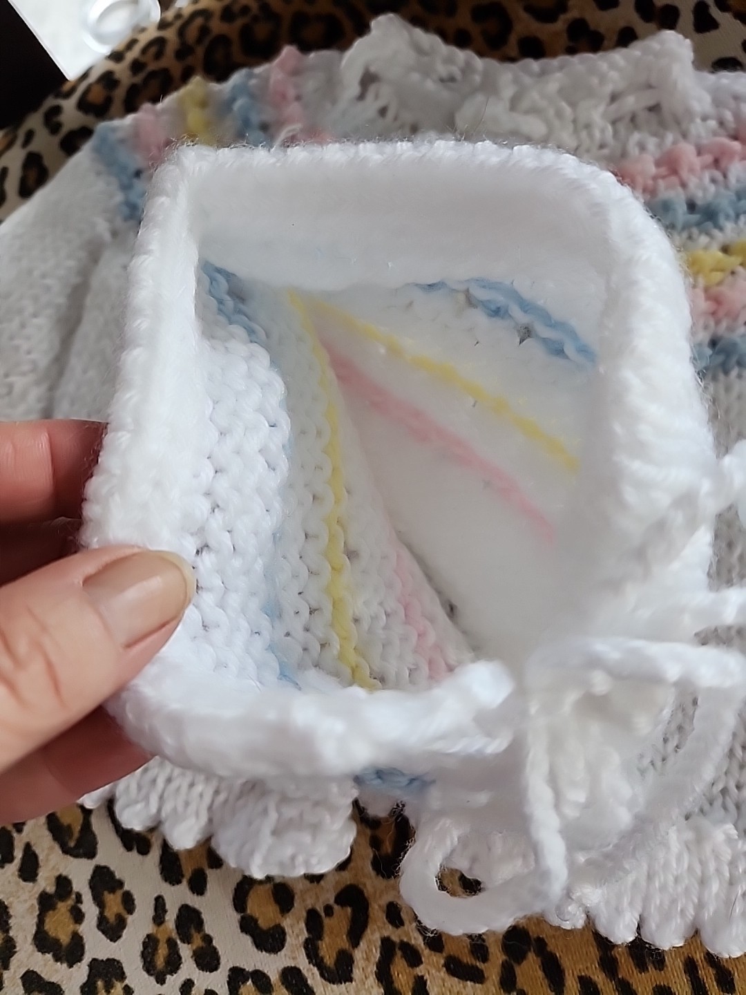 Layette Handmade White Pink Blue Yellow 6-9 mths