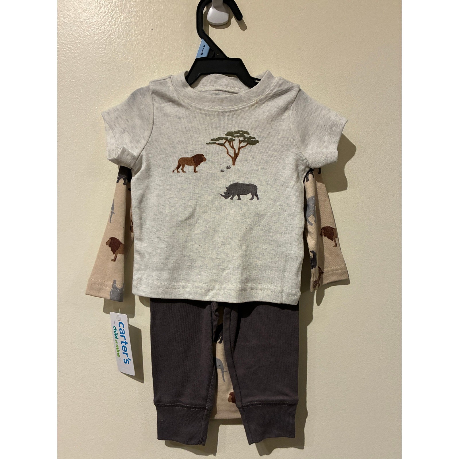 NWT Carters Baby Boy 3 Piece Safari Animal Set 3-6M