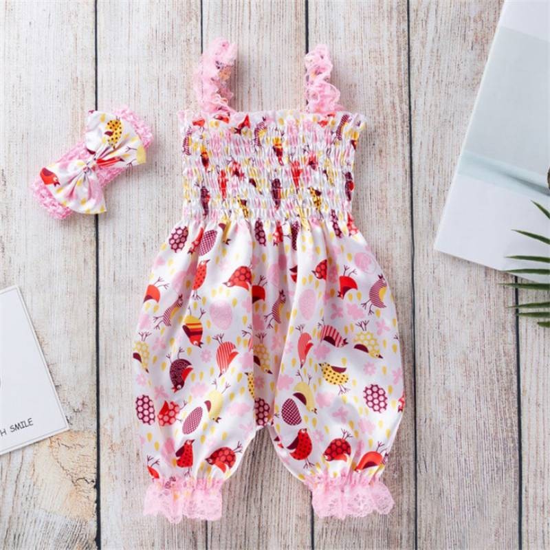 Toddler Bodysuit Outfit Pants Baby Girls Headband Bloomers Set Playsuit Jumpsuit