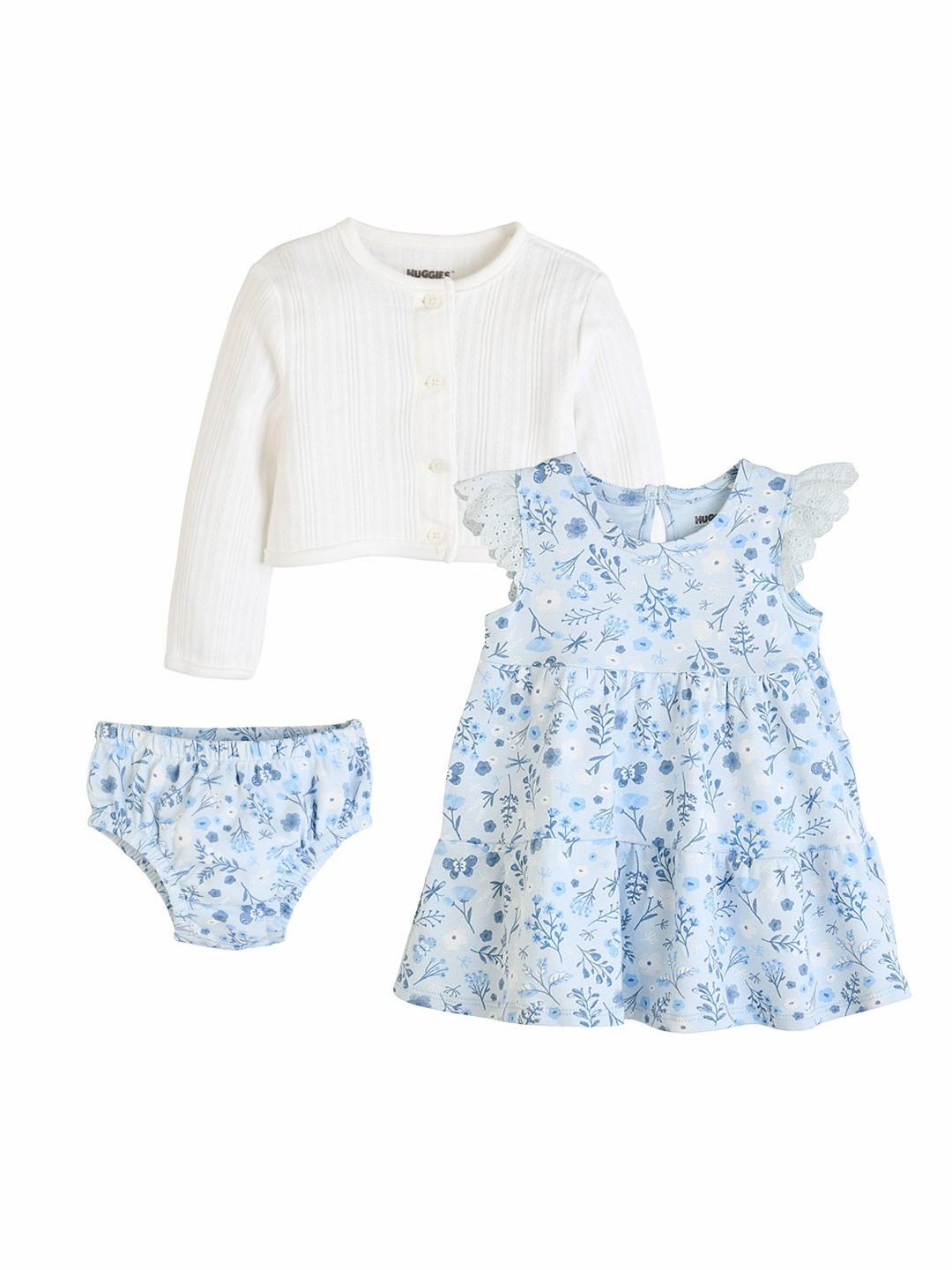 Huggies Organic Cotton Dress Cardigan 3-Piece Toddler Summer Set (12-24)
