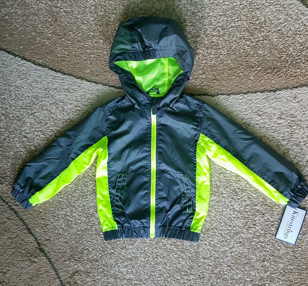 Kitestrings by Hartstrings Baby Boy Woven Jacket Gray Neon Zip Up 24 Month