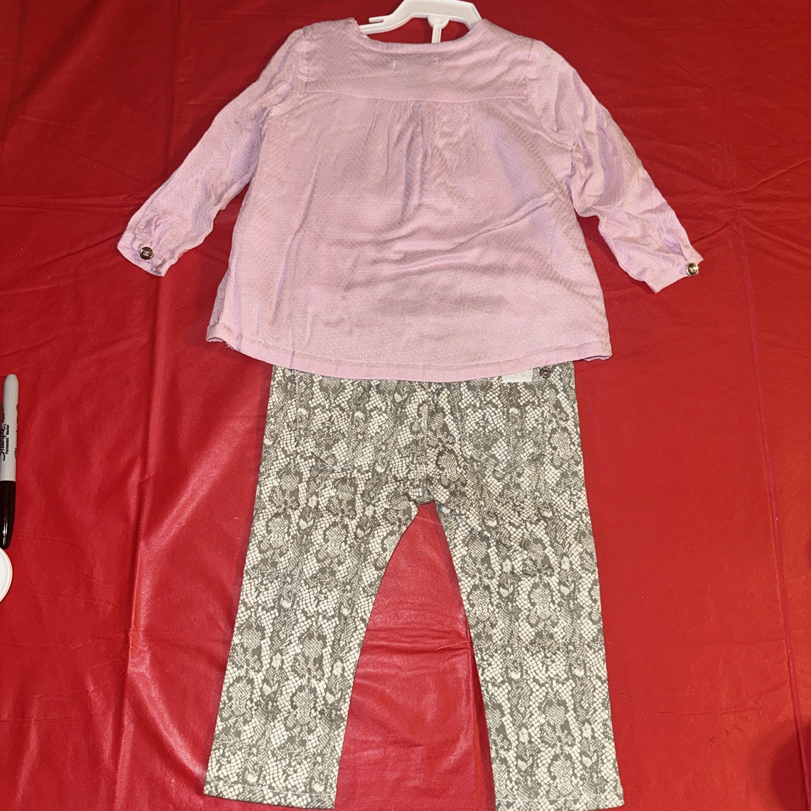 7 For All Mankind Pant Set Infant Girls 12 Months Denim with Pink Top Set NWT