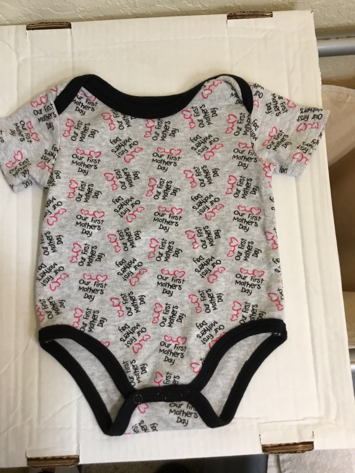 Monkey Bars 0-3 Months Our First Mother’s Day Baby Suit Unisex One Piece Gray