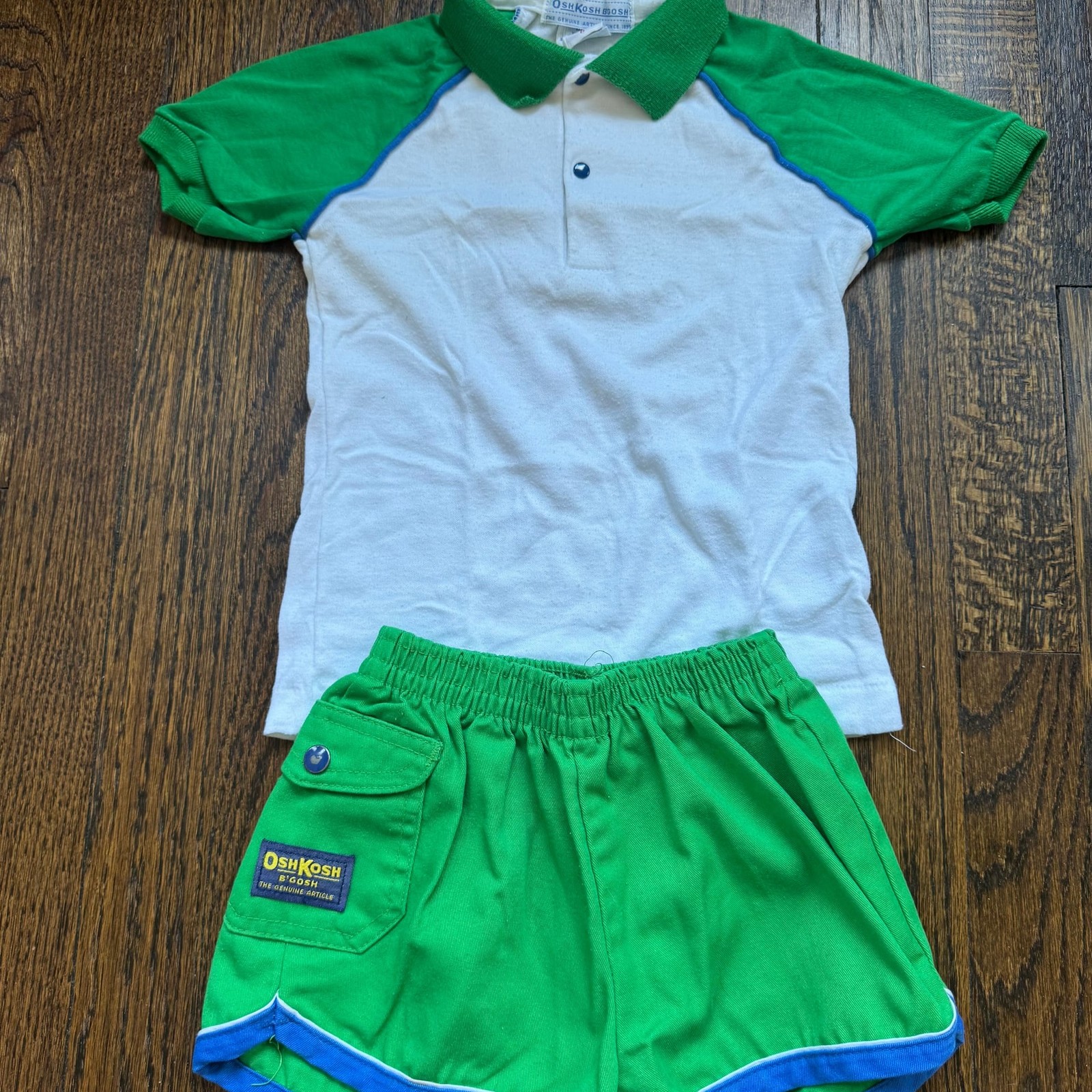 VINTAGE OshKosh B’gosh Green White Polo Shirt (sz 6) and Green Shorts (sz 5) Set