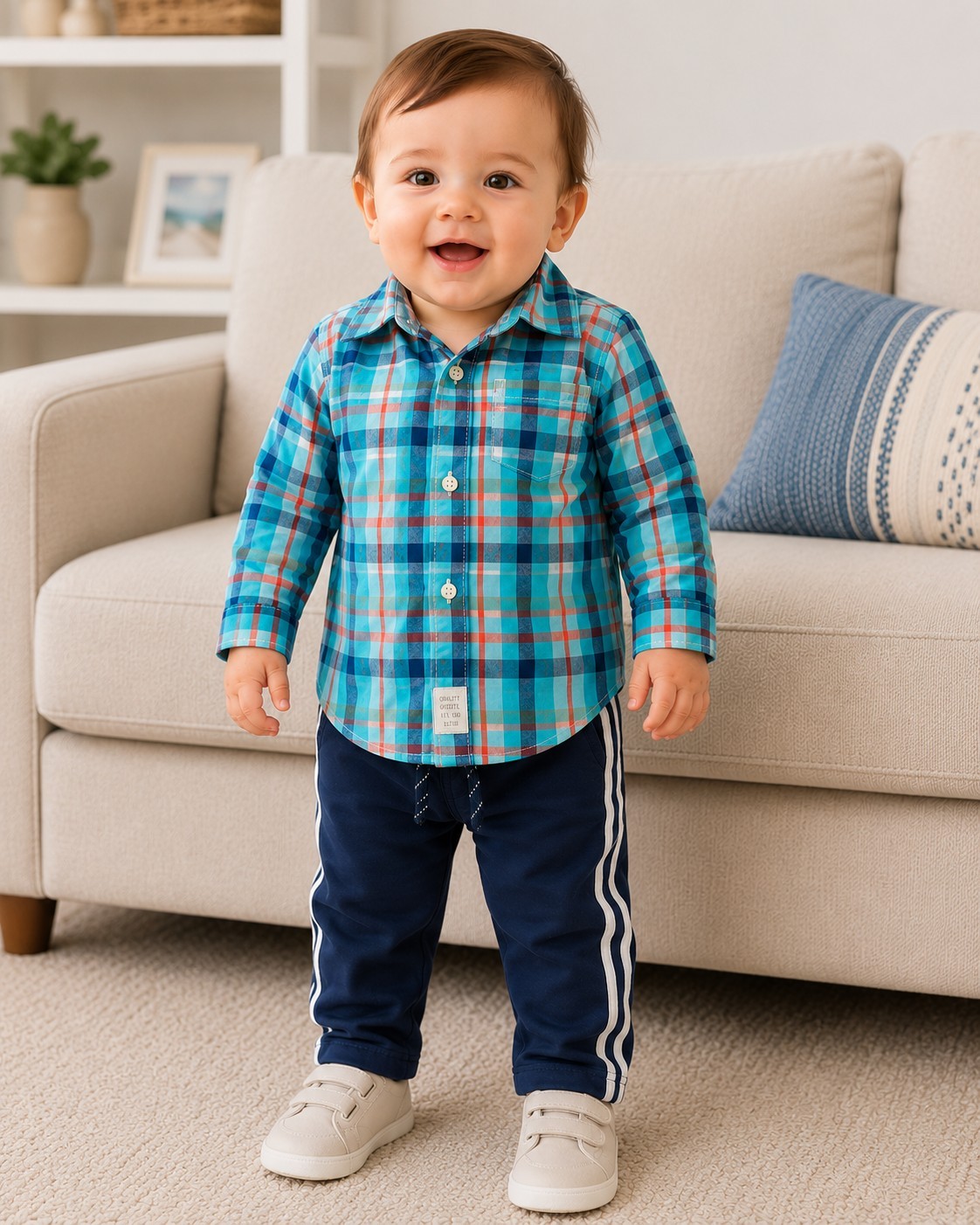 Carter’s Baby Boys’ 2-Piece Plaid Shirt & Poplin Track Pants Set 9 Months
