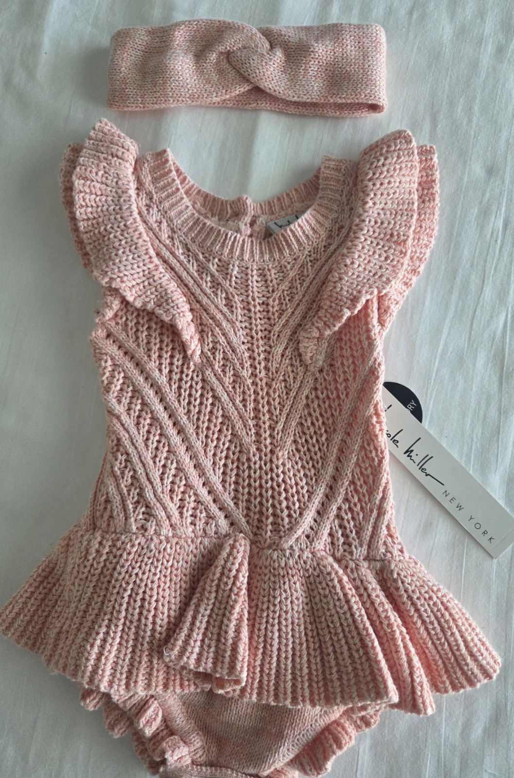 Nicole Miller 2 Piece Sweater Dress Romper Set NWT 6 -9 months.